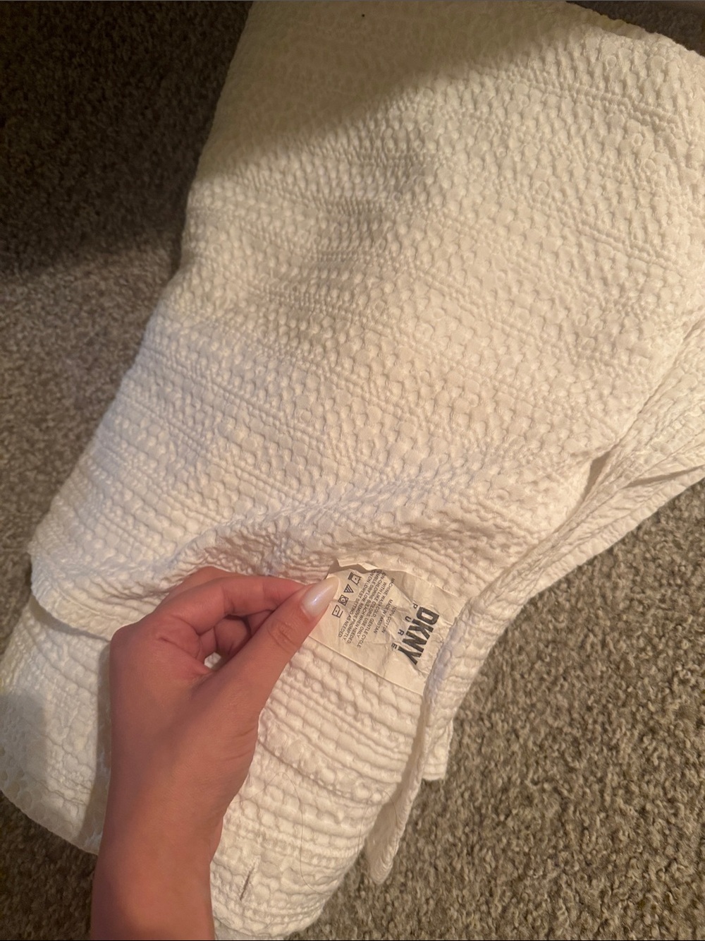DKNY Cream Textured Bath curtain